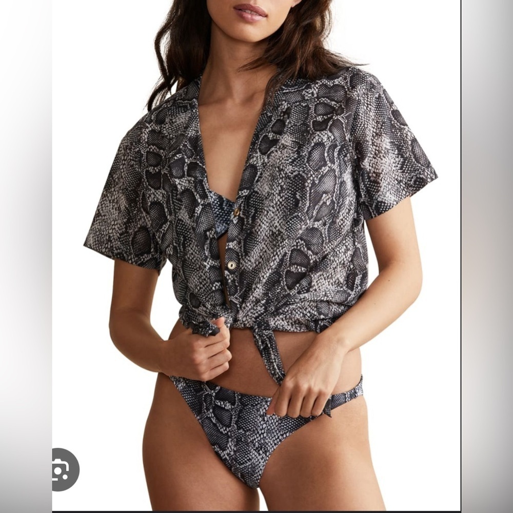 Onia Vacation Snake-Print Coverup Shirt S